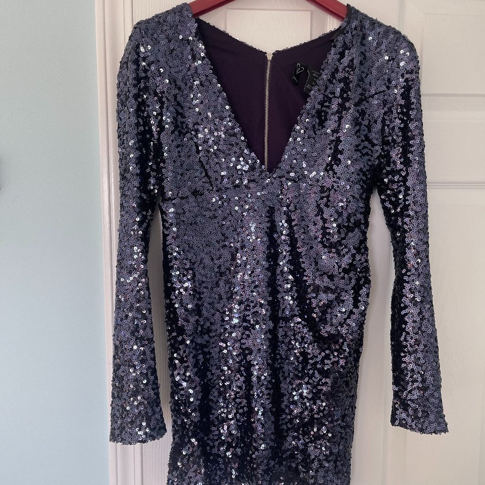 Long Sleeved Sequin Cocktail Dress